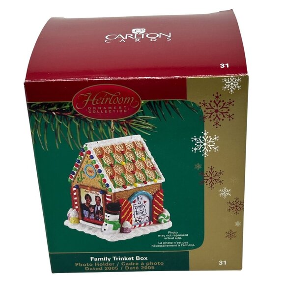 Gingerbread House Ornament/Trinket Box‎ & Photo Holder 2005 by Carlton Cards - Picture 1 of 14